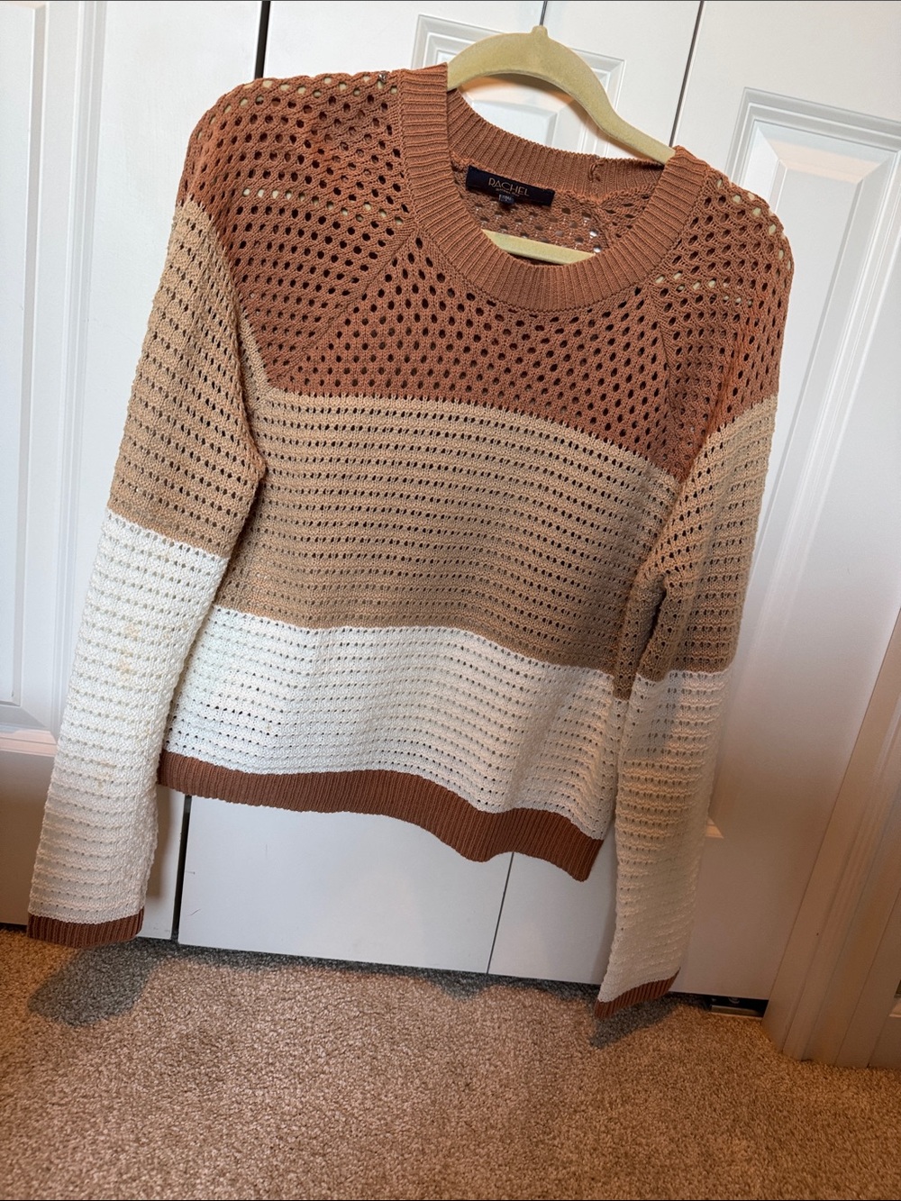 Rachel Roy Color Block Sweater Brown & White Size Small Like New